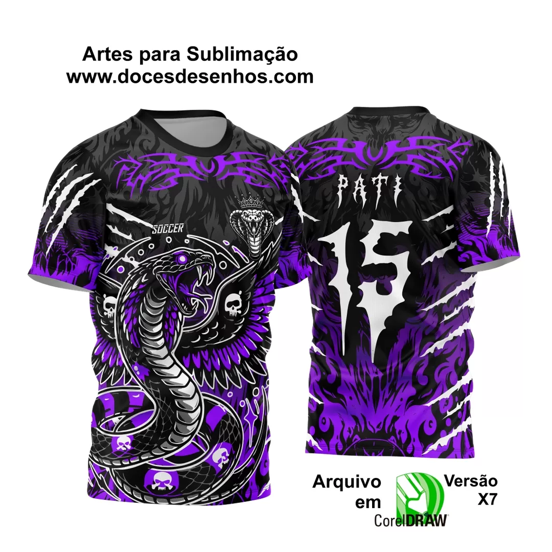 Arte Vetor - Camisa de Interclasse Preta e  Roxa - Jogos Internos - Serpente Caveiras - 2024 - 2025