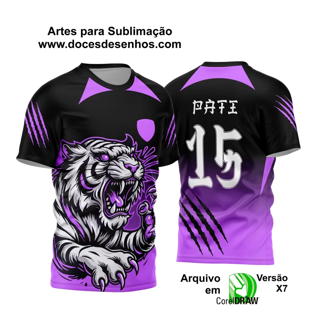 Arte Vetor - Camisa de Interclasse Preta e Roxa - Jogos Internos - Tigre - 2024 - 2025