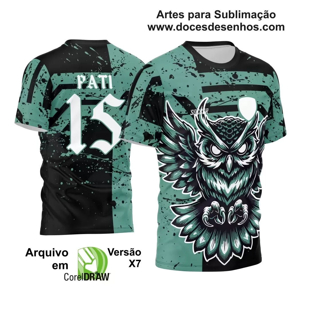 Arte Vetor - Camisa de Interclasse Preta e Verde - Jogos Internos - Coruja - 2024 - 2025