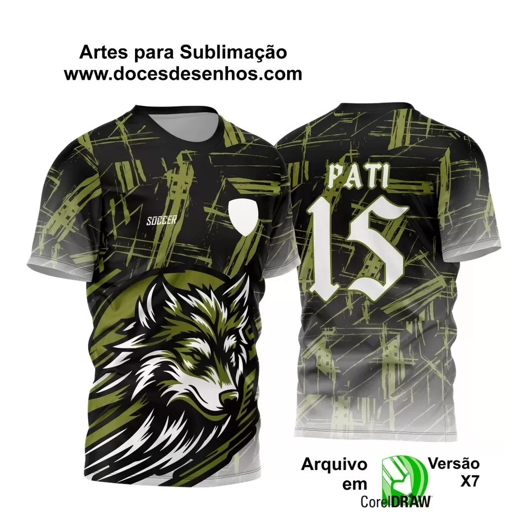 Arte Vetor - Camisa de Interclasse Preta e Verde - Jogos Internos - Lobo - 2024 - 2025