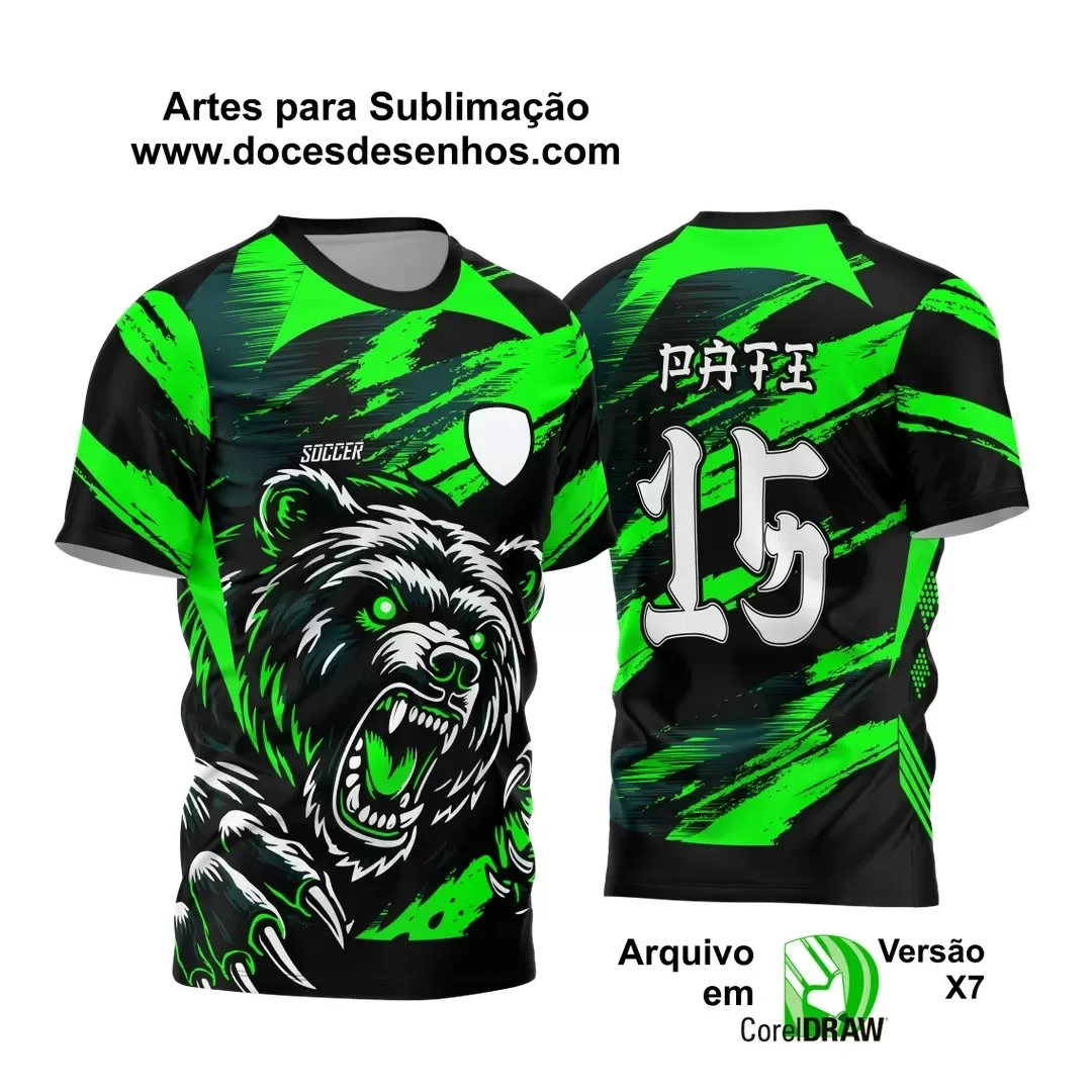 Arte Vetor - Camisa de Interclasse Preta e Verde - Jogos Internos - Urso - 2024 - 2025