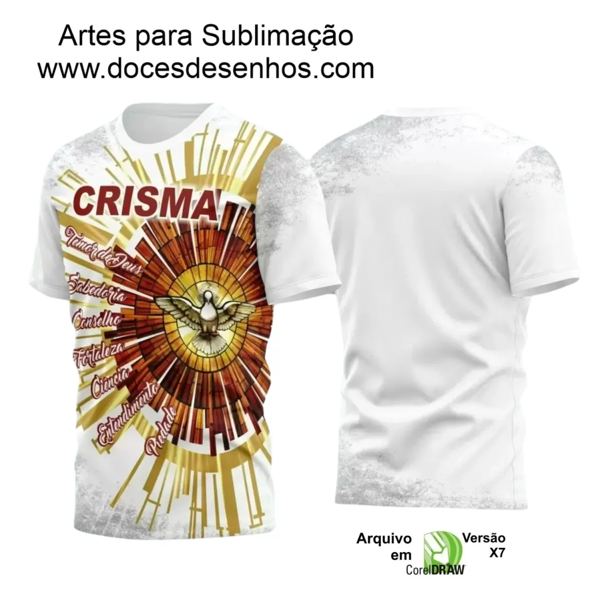 Arte Vetor - Camiseta Crisma - Religião - Crisma Divino Espírito Santo - 2024 - 2025