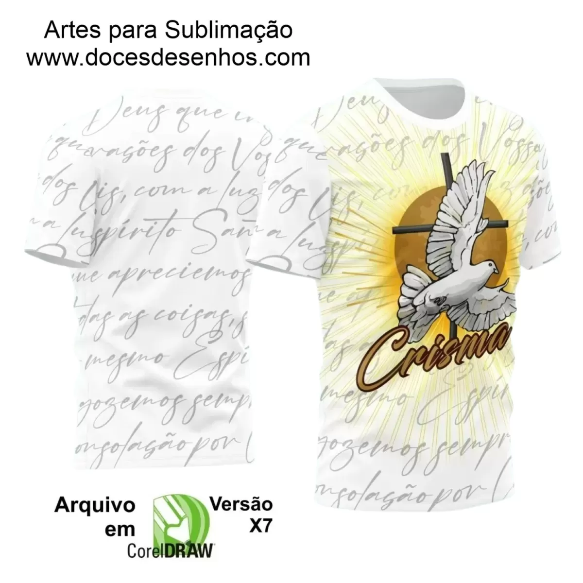 Arte Vetor - Camiseta Crisma - Religião - Crisma Divino Espírito Santo - 2024 - 2025