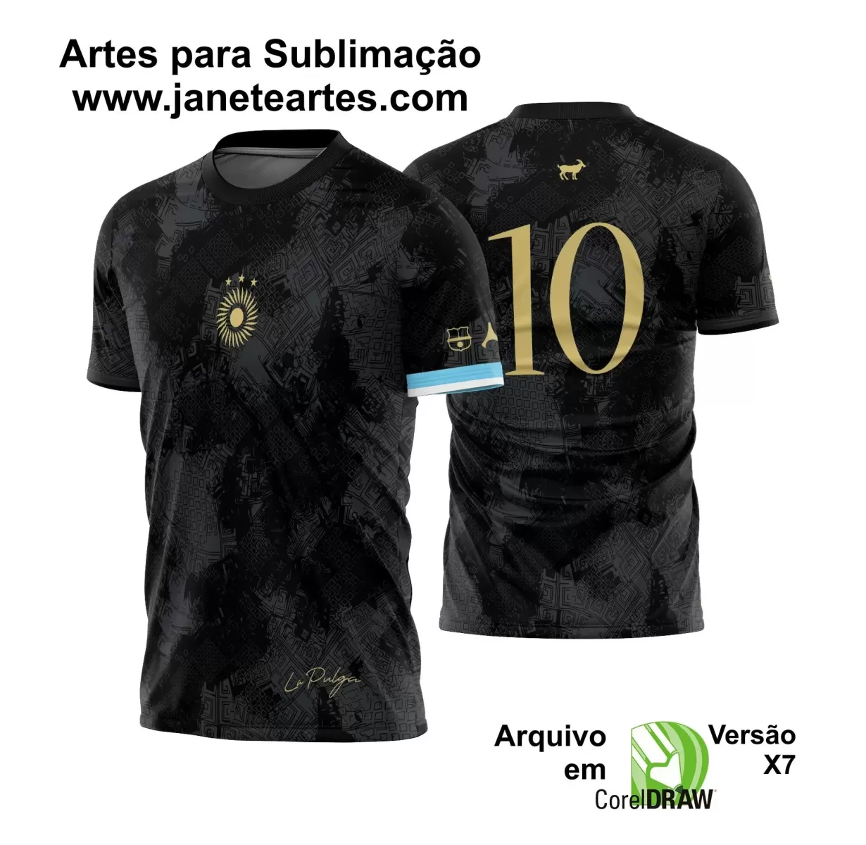 Arte Vetor Estampa Camisa Argentina La Pulga Messi Comma Football 