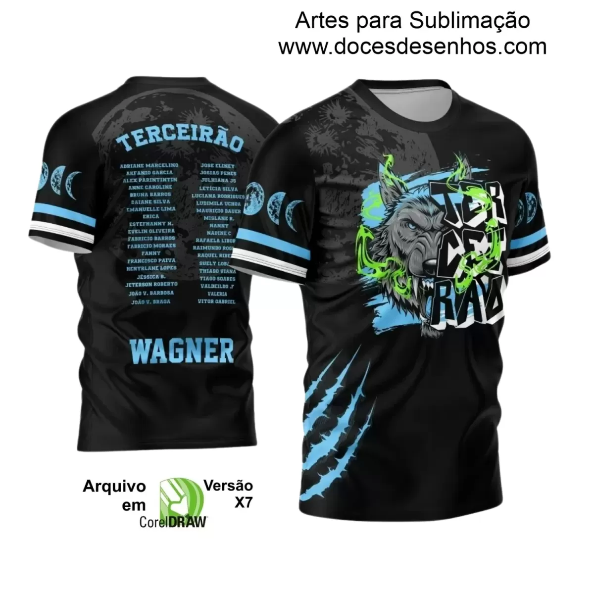 Arte Vetor - Estampa Camiseta Escolar Preta - Formandos - Terceirão - Lobo Feroz - 2025