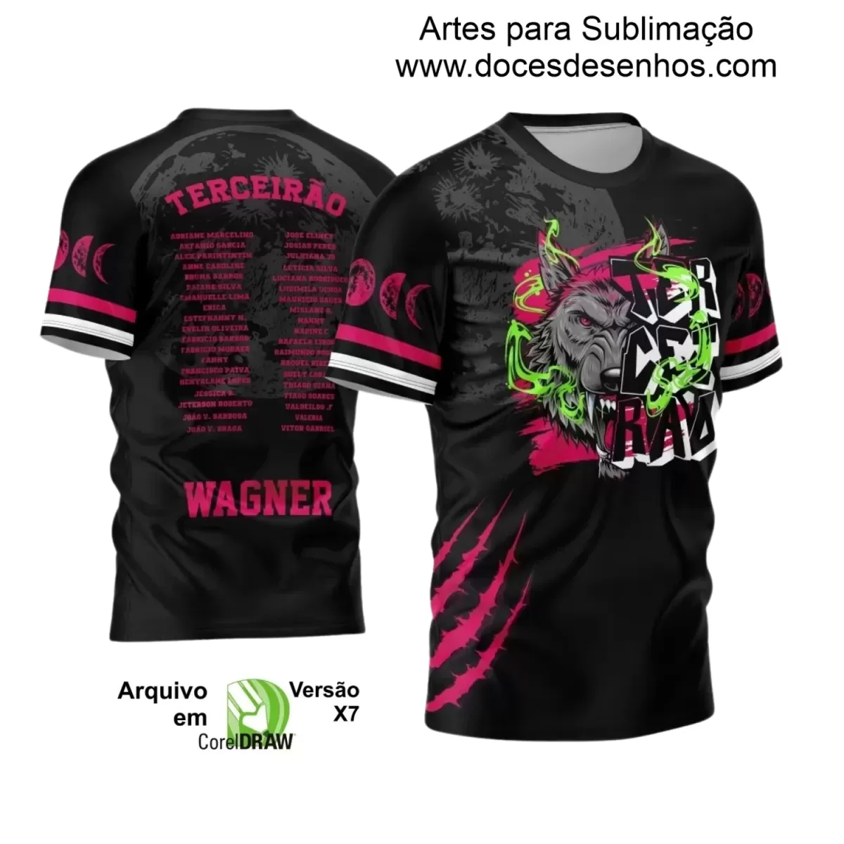 Arte Vetor - Estampa Camiseta Escolar Preta - Formandos - Terceirão - Lobo Feroz - 2025