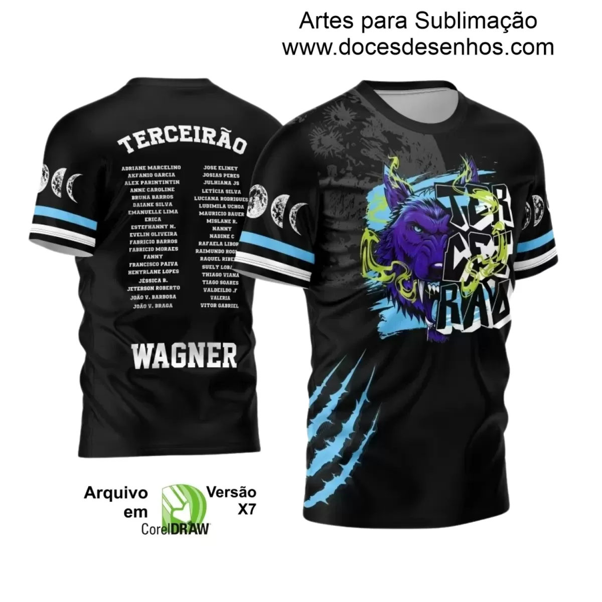 Arte Vetor - Estampa Camiseta Escolar Preta - Formandos - Terceirão - Lobo Feroz - 2025