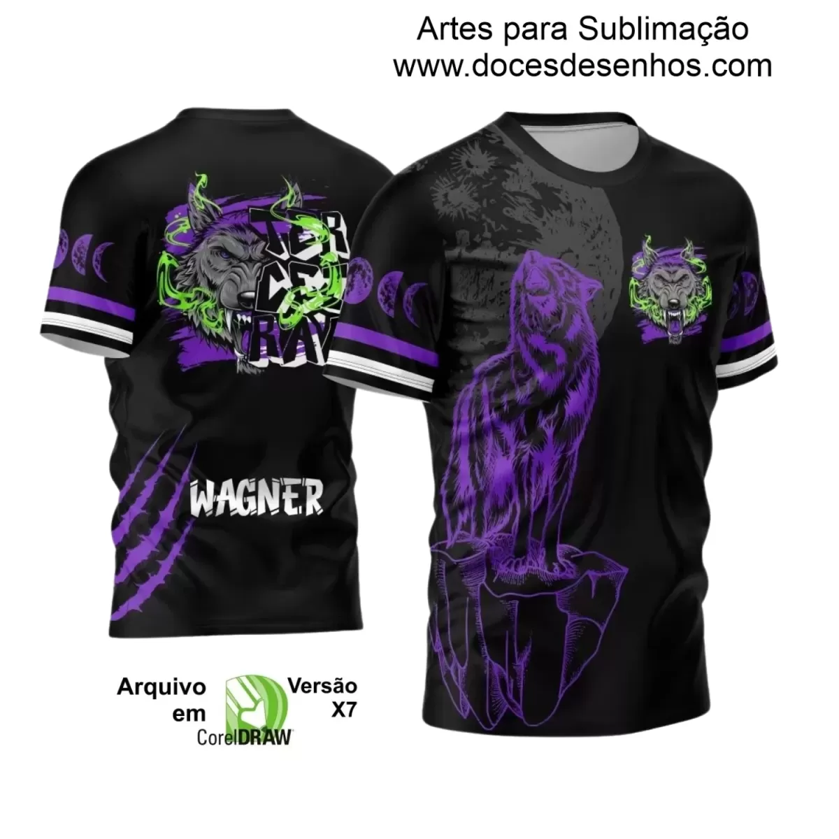 Arte Vetor - Estampa Camiseta Escolar Preta - Formandos - Terceirão - Lobo Feroz - 2025