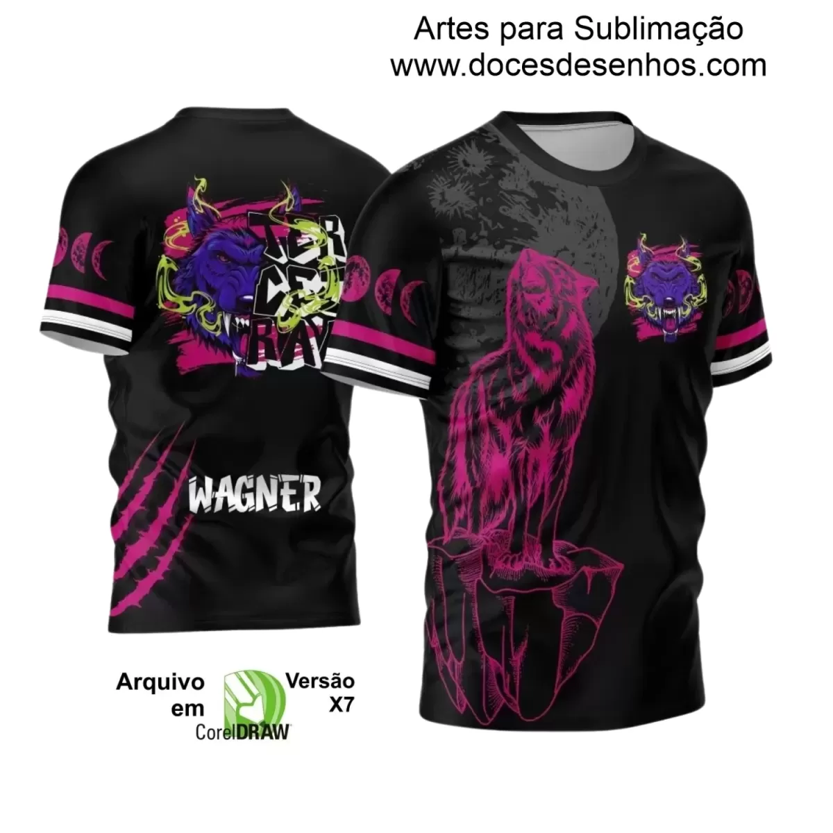 Arte Vetor - Estampa Camiseta Escolar Preta - Formandos - Terceirão - Lobo Feroz - 2025