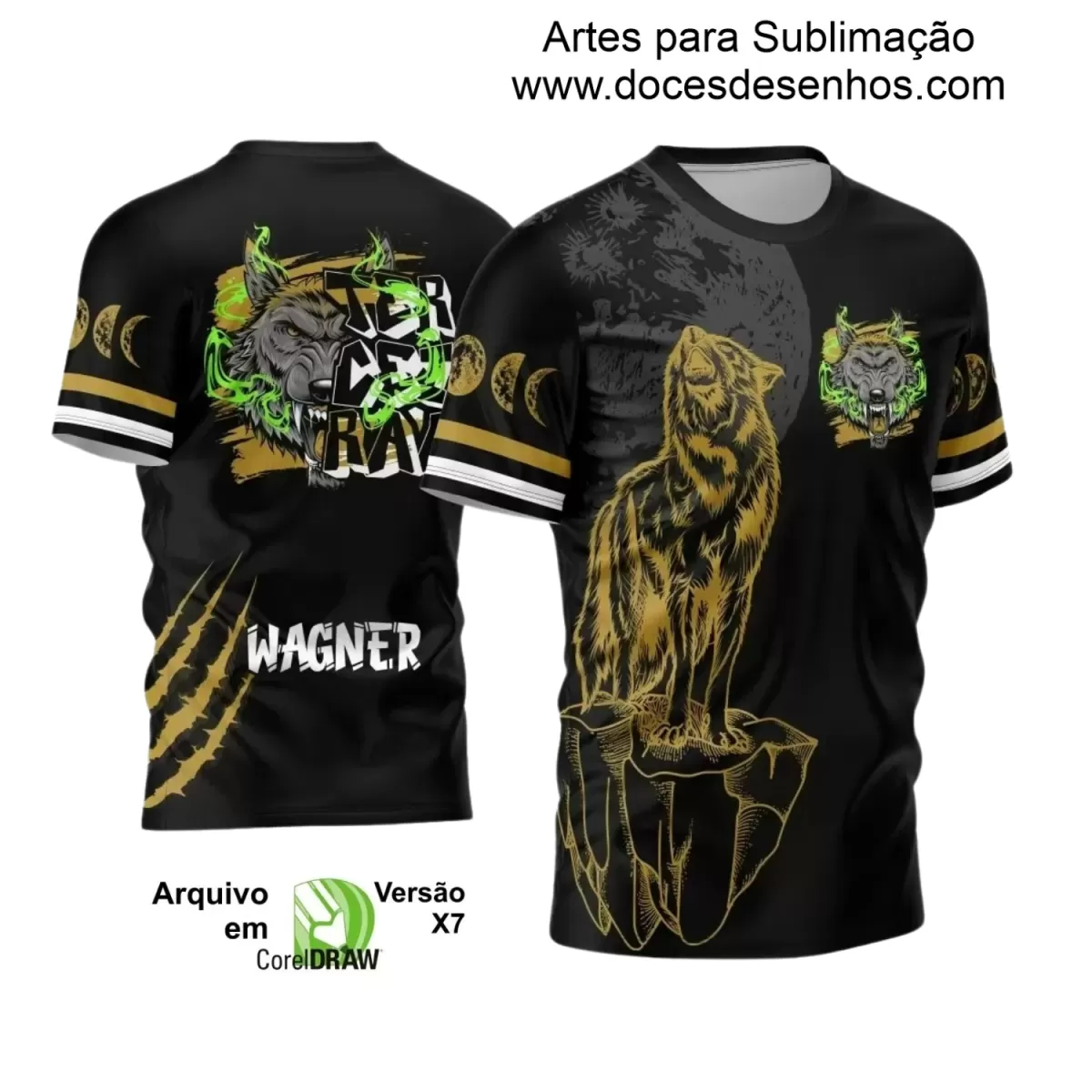 Arte Vetor - Estampa Camiseta Escolar Preta - Formandos - Terceirão - Lobo Feroz - 2025