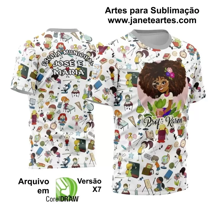 Arte Vetor Estampa Template Camisa Professora - Professor 2024 Modelo 24