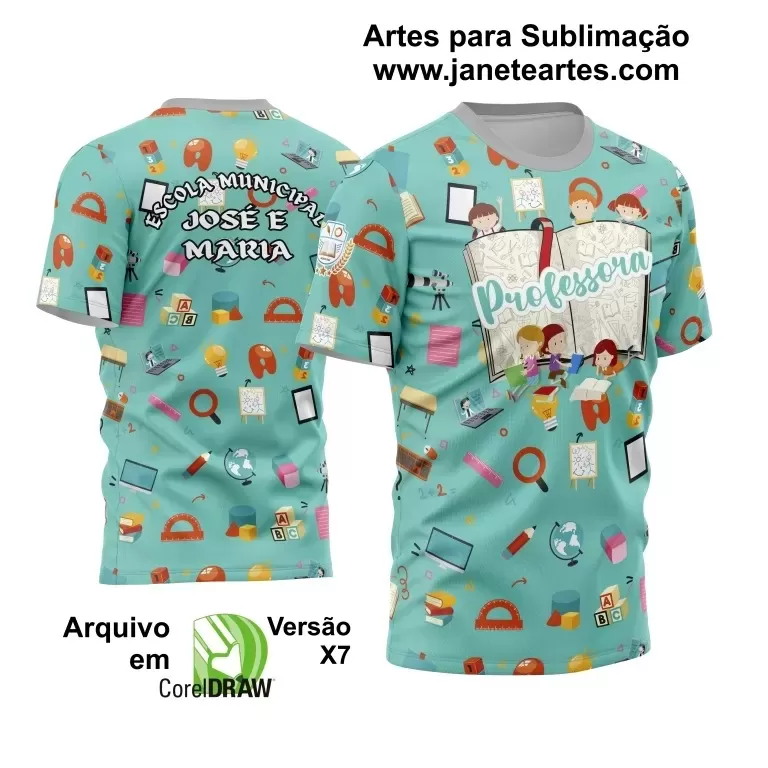 Arte Vetor Estampa Template Camisa Professora - Professor 2024 Modelo 25