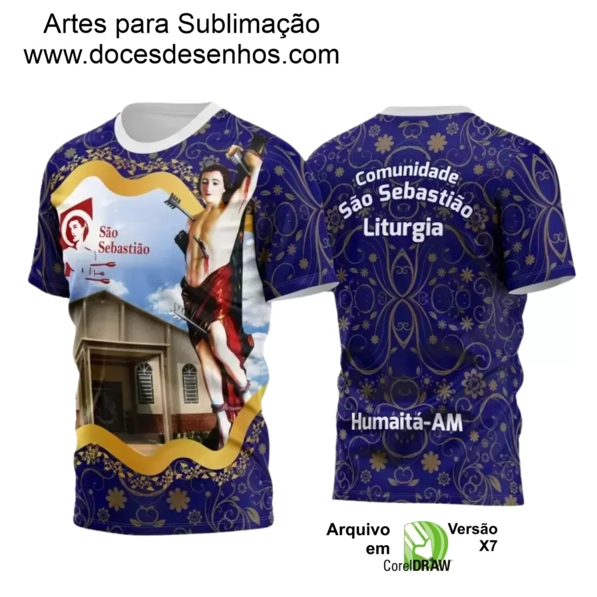 Arte Vetorial para Camisa Religiosa - São Sebastião 2024-2025 - Festejo e Devoção