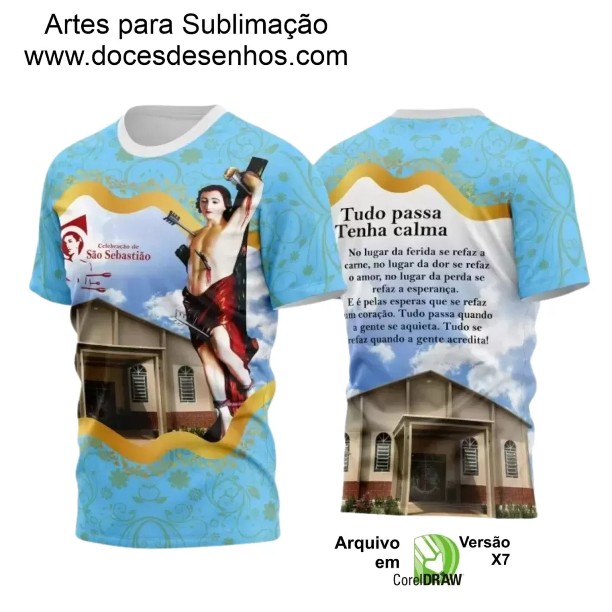 Arte Vetorial para Camisa Religiosa - São Sebastião 2024-2025 - Festejo e Devoção