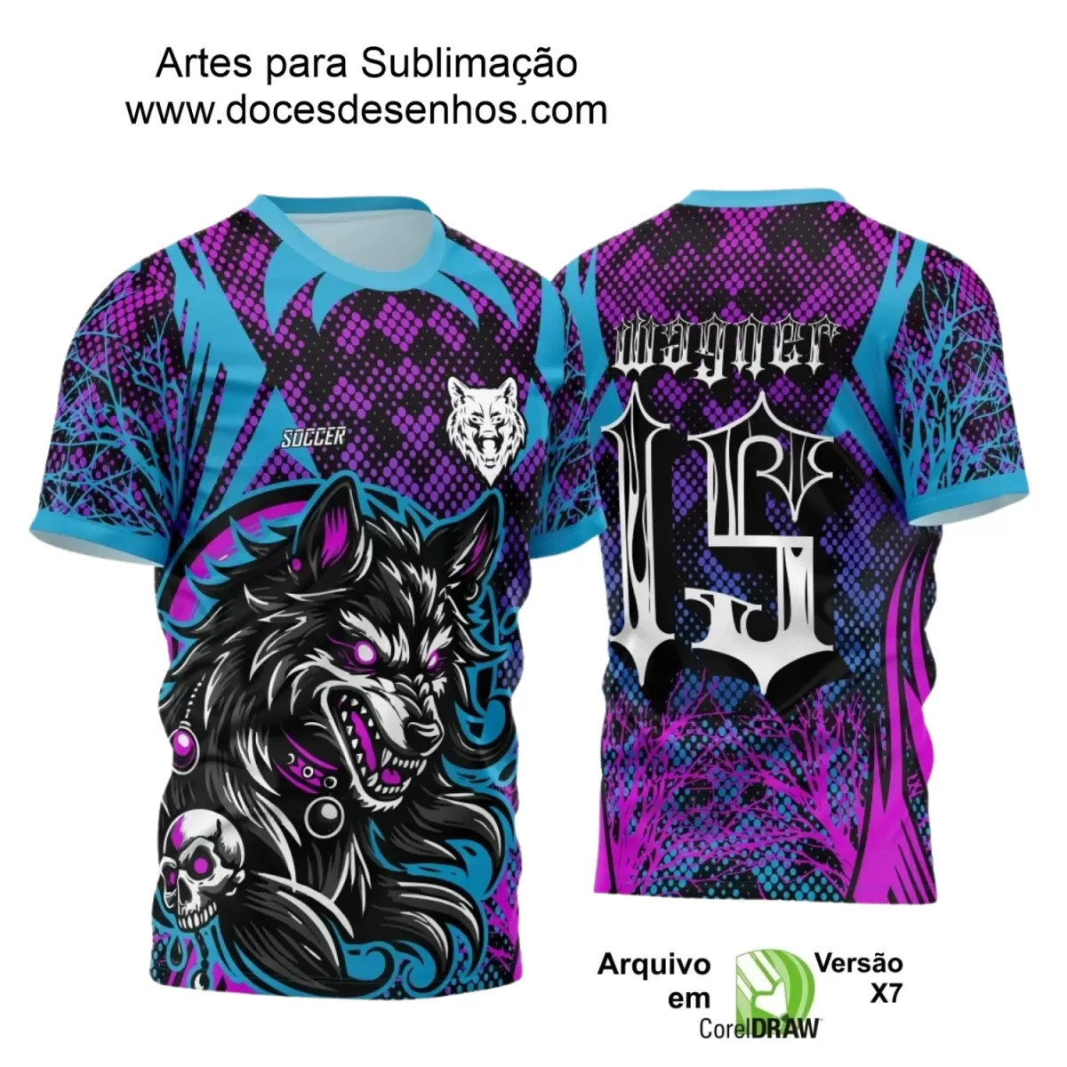 Arte para Estampa de Camiseta Escolar 2025 – Interclasse 2025 - Tema de Lobo