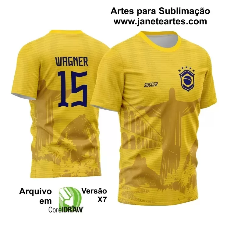 Camisa Brasil Cristo Redentor - Arte Vetor Estampa Template 2024 - 2025 Modelo 01