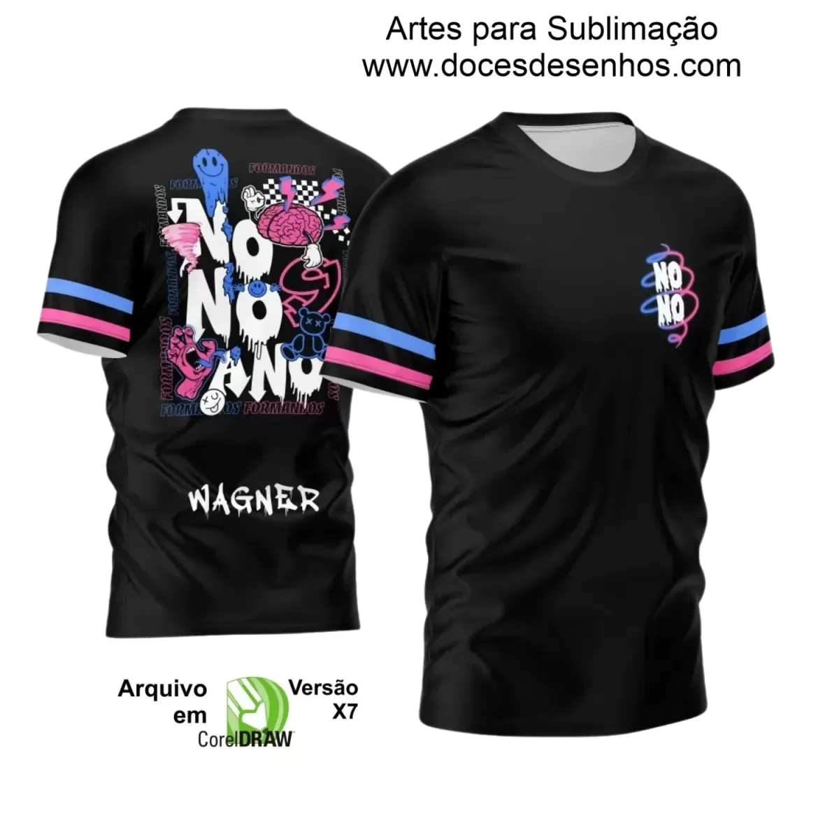 Camisa Escolar Personalizada - Preta - Nono Ano - Tema Cérebro Grafite - 2025