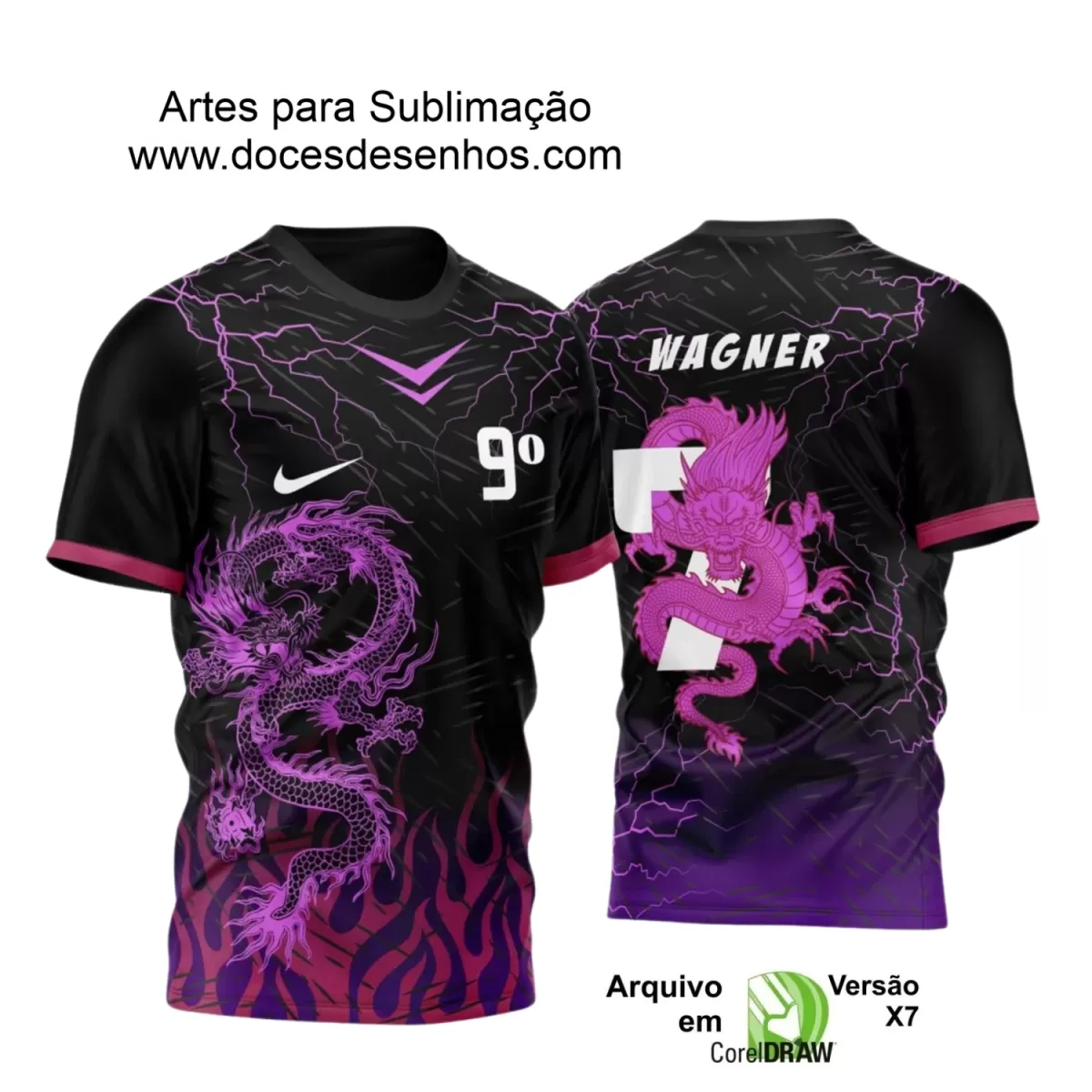 Camisa Escolar Personalizada - Preta - Nono Ano - Tema Dragão - 2025