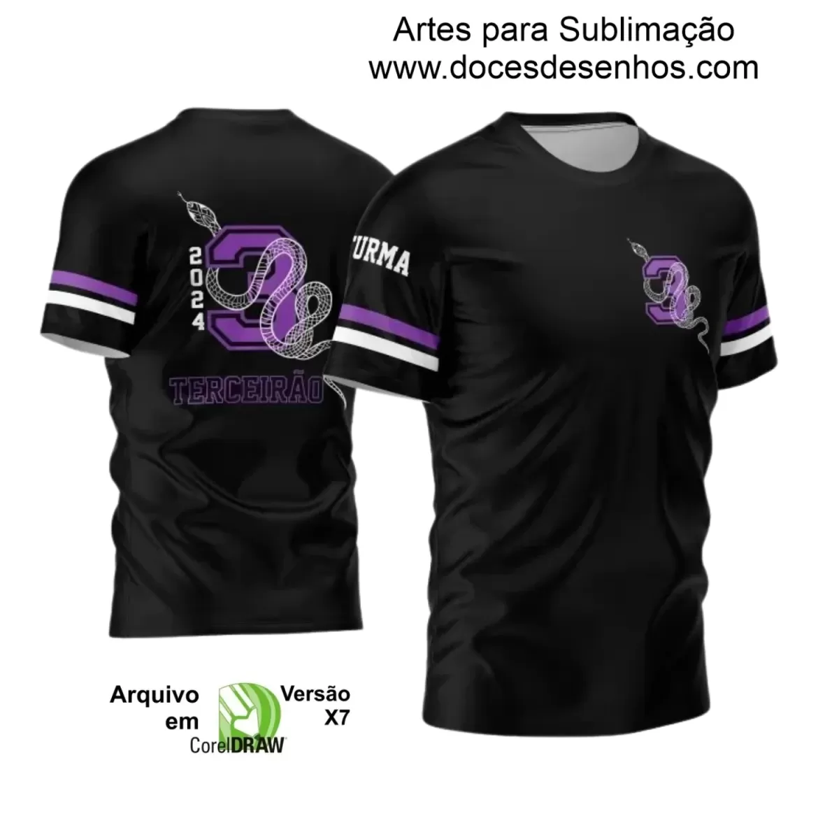 Camisa Escolar Personalizada - Terceirão - Tema Cobra - 2024 - 2025