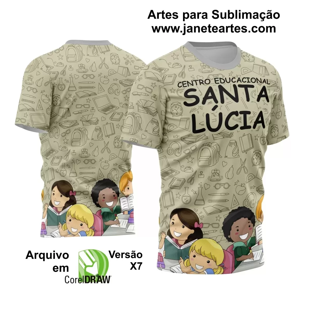 Camisa Professora - Arte Vetor Estampa Template 2024 - 2025 Modelo 30