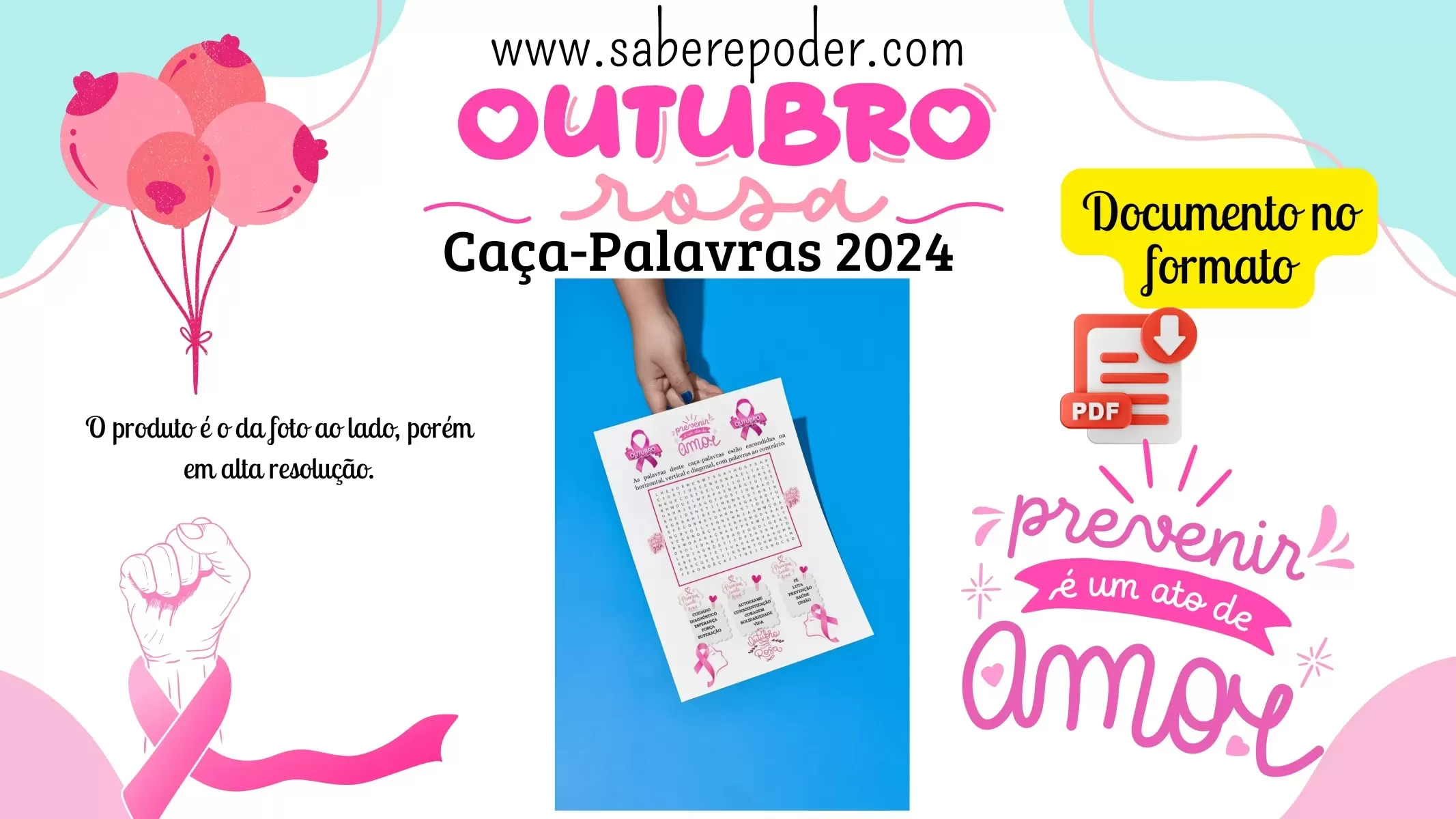 Campanha Outubro Rosa - Caça-Palavras 2024-2025