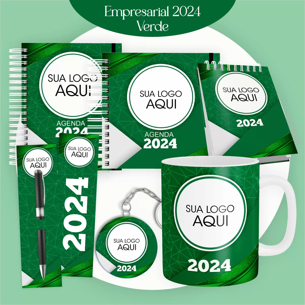 Combo Agendamento Empresarial – Verde 2024 – Pamella Vieira