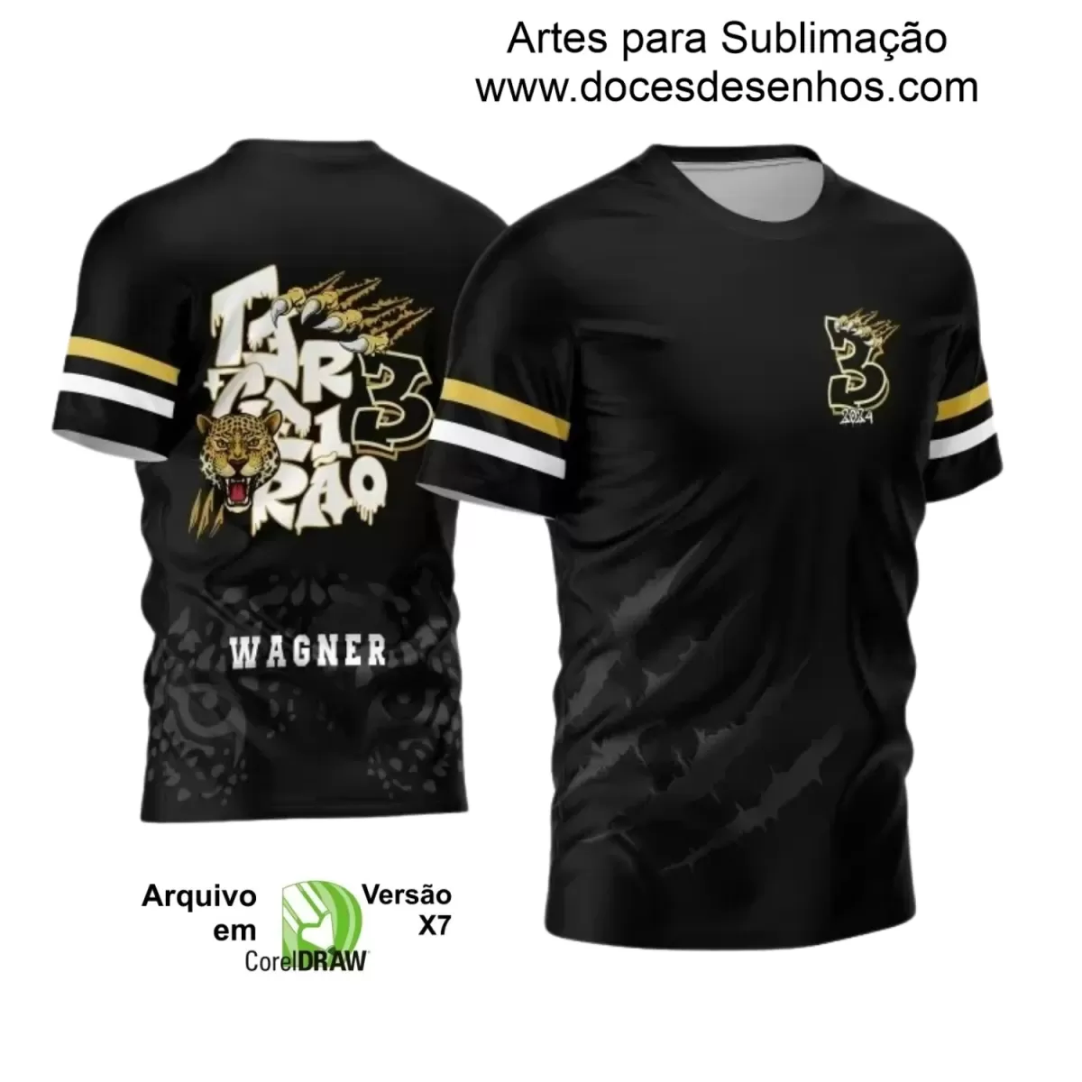 Design Criativo Camisa Escolar - Terceirão 2024 - 2025 -  Estilo Selvagem - Onça