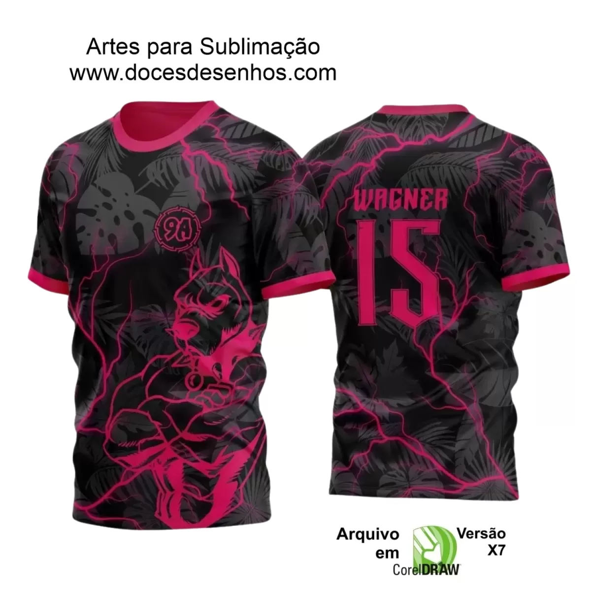 Estampa Camisa Escolar - Pitbull Interclasse 2025 - Cores Preta e Pink