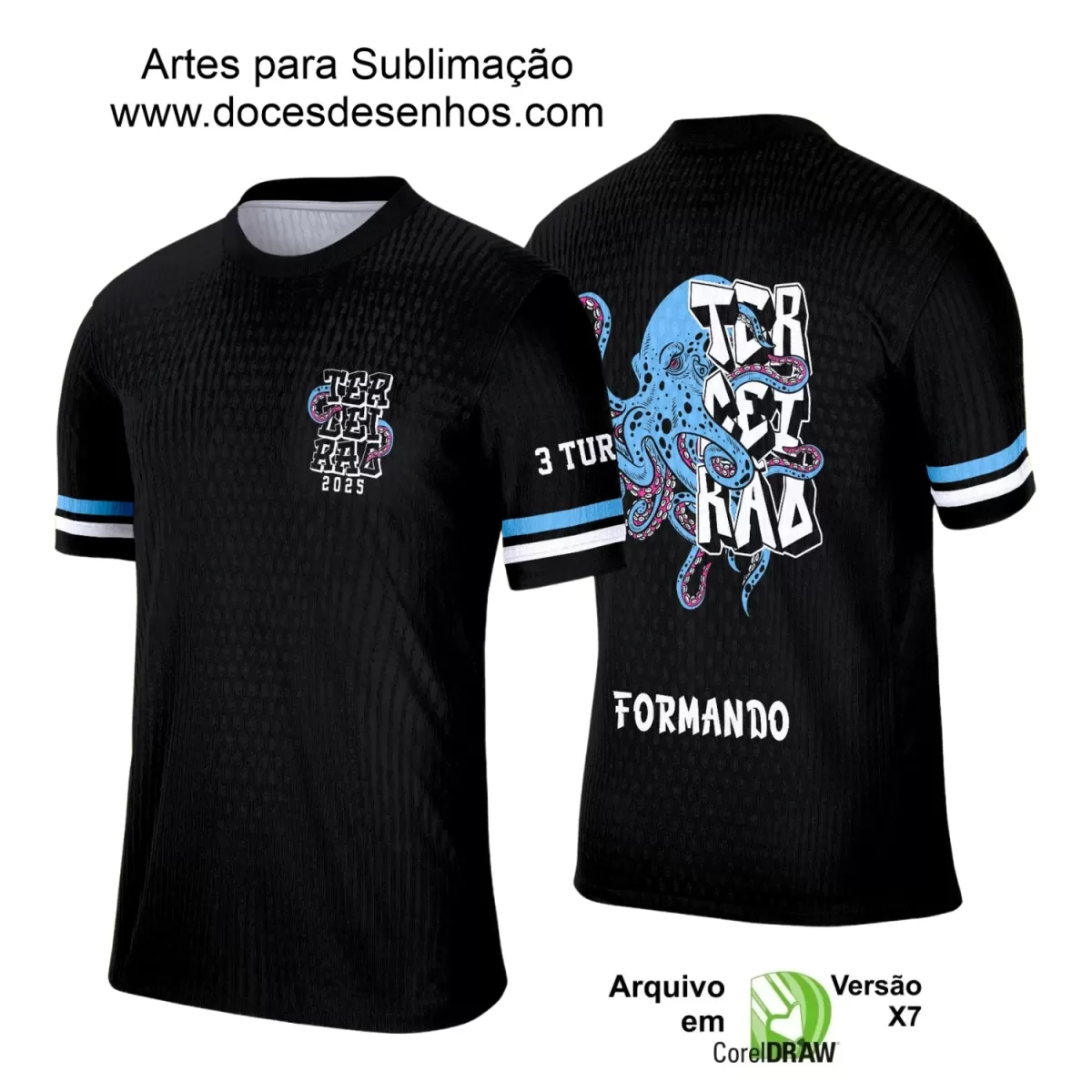 Estampa Camiseta Escolar - Formandos - Concluintes - Terceirão - Polvo - 2025