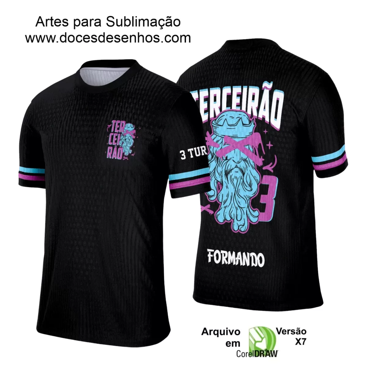 Estampa Camiseta Escolar Preta – Formandos – Concluintes 2025 – Terceirão 2025 - Busto Estátua