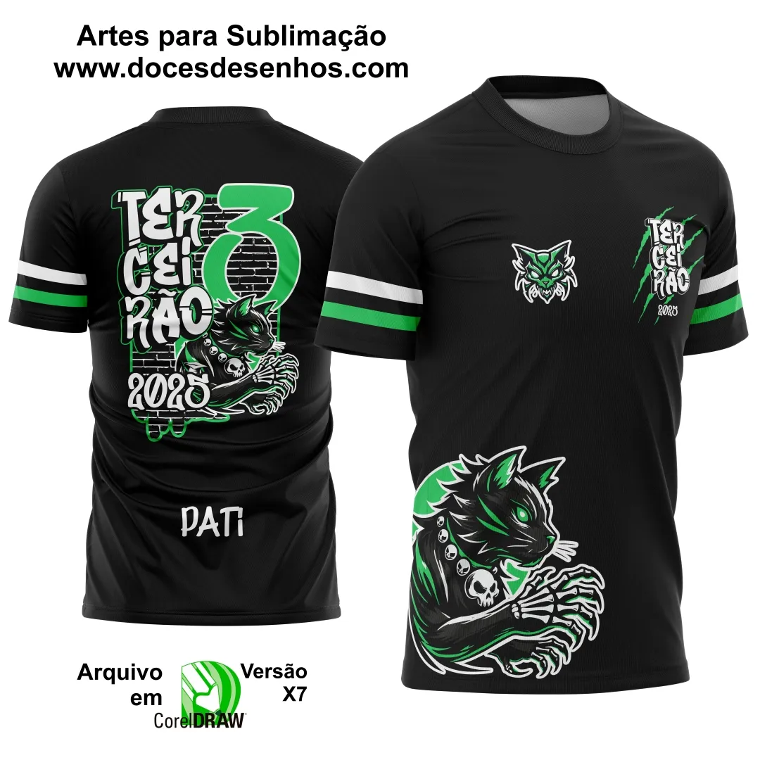 Estampa Para Camiseta Escolar  2025 – Arte Vetor - Uniforme Concluintes 2025 – Terceirão: Estilo Gatinho