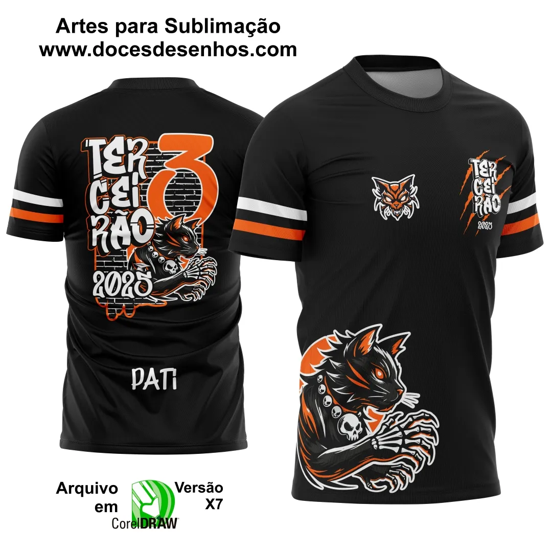 Estampa Para Camiseta Escolar  2025 – Arte Vetor - Uniforme Concluintes 2025 – Terceirão: Estilo Gatinho