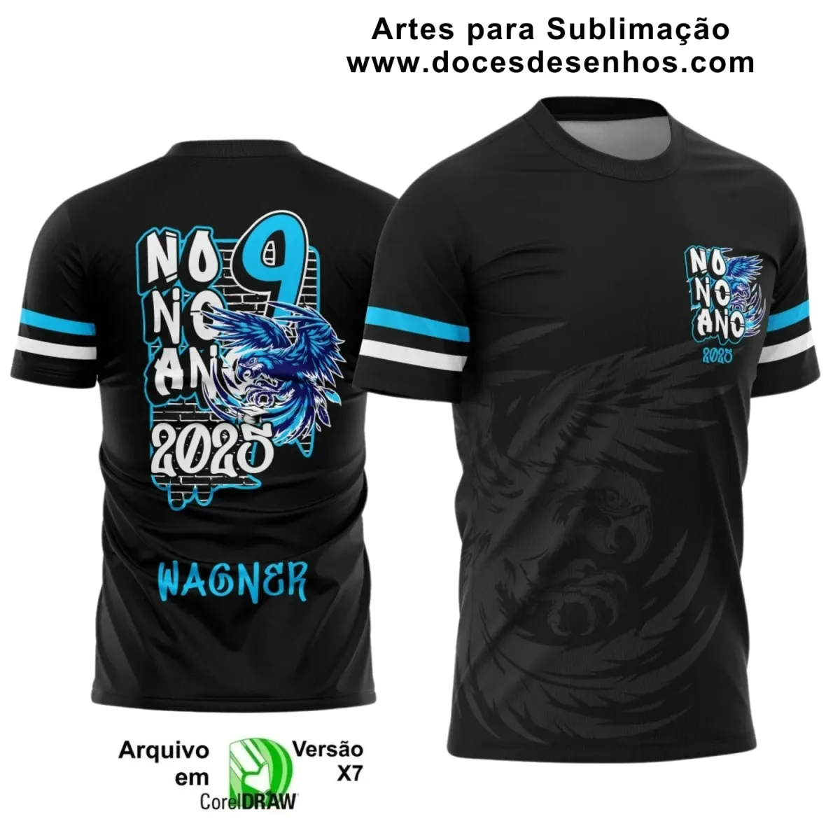 Estampa Para Camiseta Escolar – Arte Vetor - Uniforme Concluintes 2025 – 9º Ano: Estilo Arara Azul