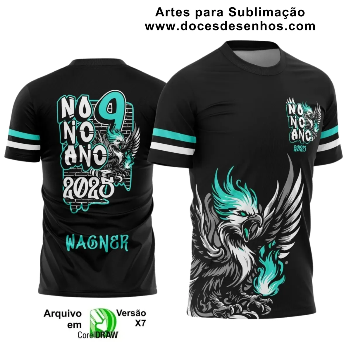 Estampa Para Camiseta Escolar – Arte Vetor - Uniforme Concluintes 2025 – Formandos 9º Ano: Estilo Fênix