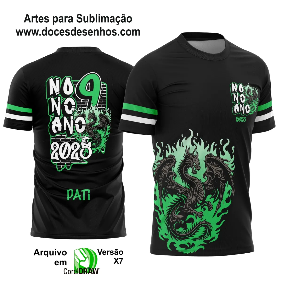 Estampa Para Camiseta Escolar – Arte Vetor - Uniforme Concluintes 2025 – Nono Ano: Estilo Dragão 9º Ano 2025