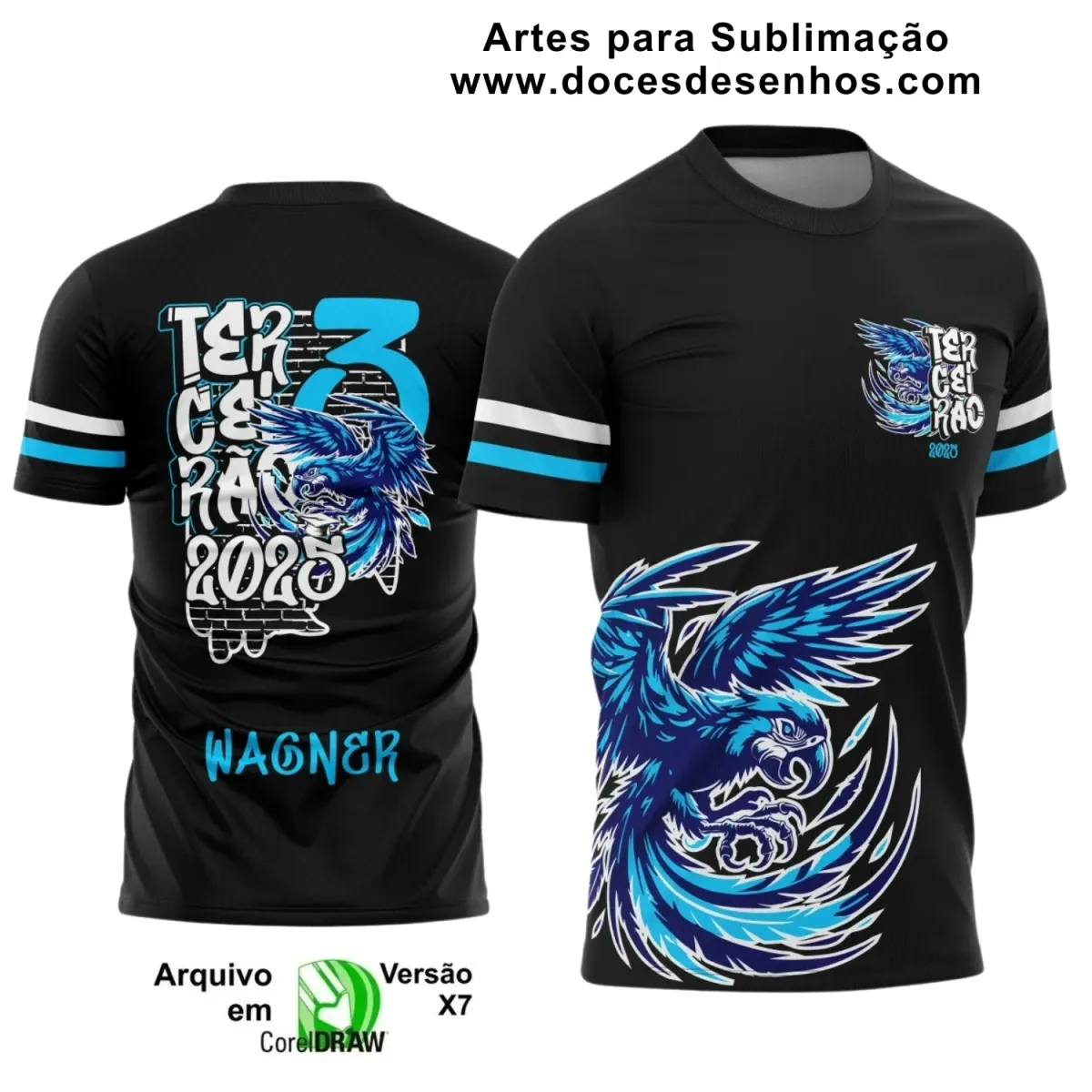 Estampa Para Camiseta Escolar – Arte Vetor - Uniforme Concluintes 2025 – Terceirão: Estilo Arara Azul