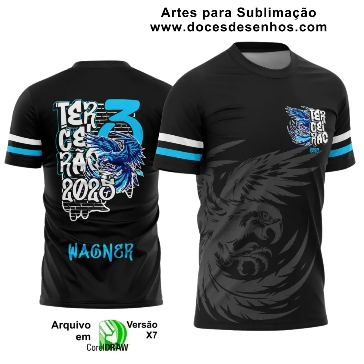 Estampa Para Camiseta Escolar – Arte Vetor - Uniforme Concluintes 2025 – Terceirão: Estilo Arara Azul