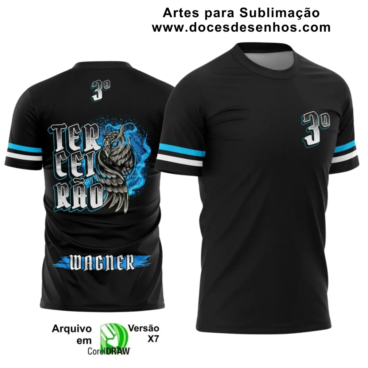 Estampa Para Camiseta Escolar – Arte Vetor - Uniforme Concluintes 2025 – Terceirão: Estilo Coruja