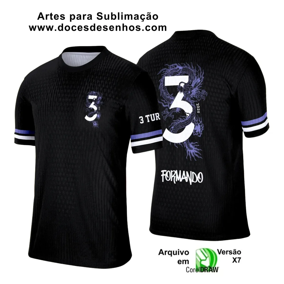 Estampa Para Camiseta Escolar – Arte Vetor - Uniforme Concluintes 2025 – Terceirão: Estilo Dragão