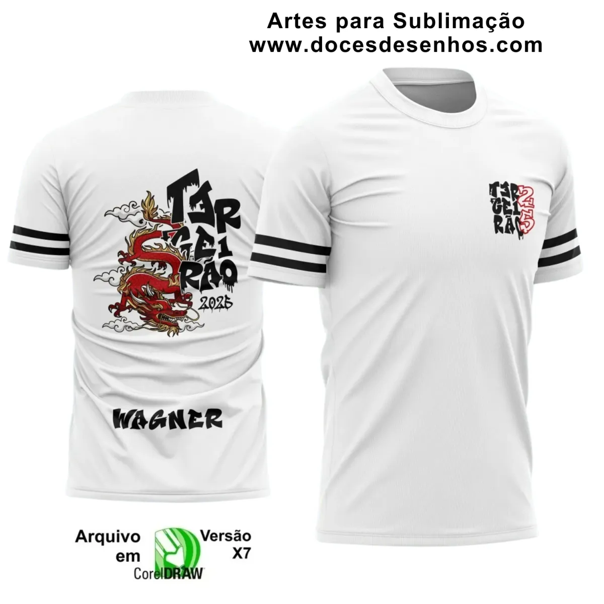 Estampa Para Camiseta Escolar – Arte Vetor - Uniforme Concluintes 2025 – Terceirão: Estilo Dragão