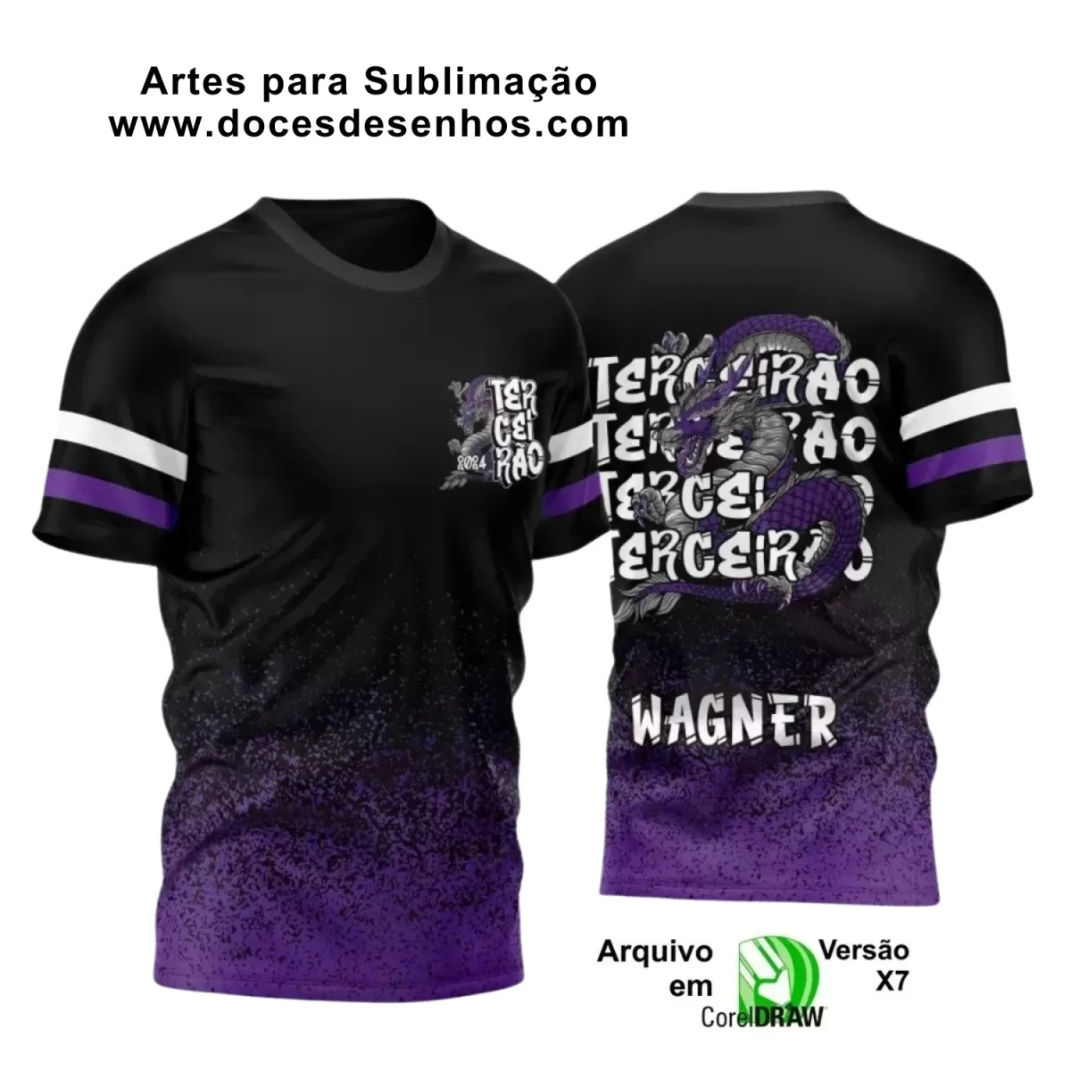 Estampa Para Camiseta Escolar – Arte Vetor - Uniforme Concluintes 2025 – Terceirão: Estilo Dragão