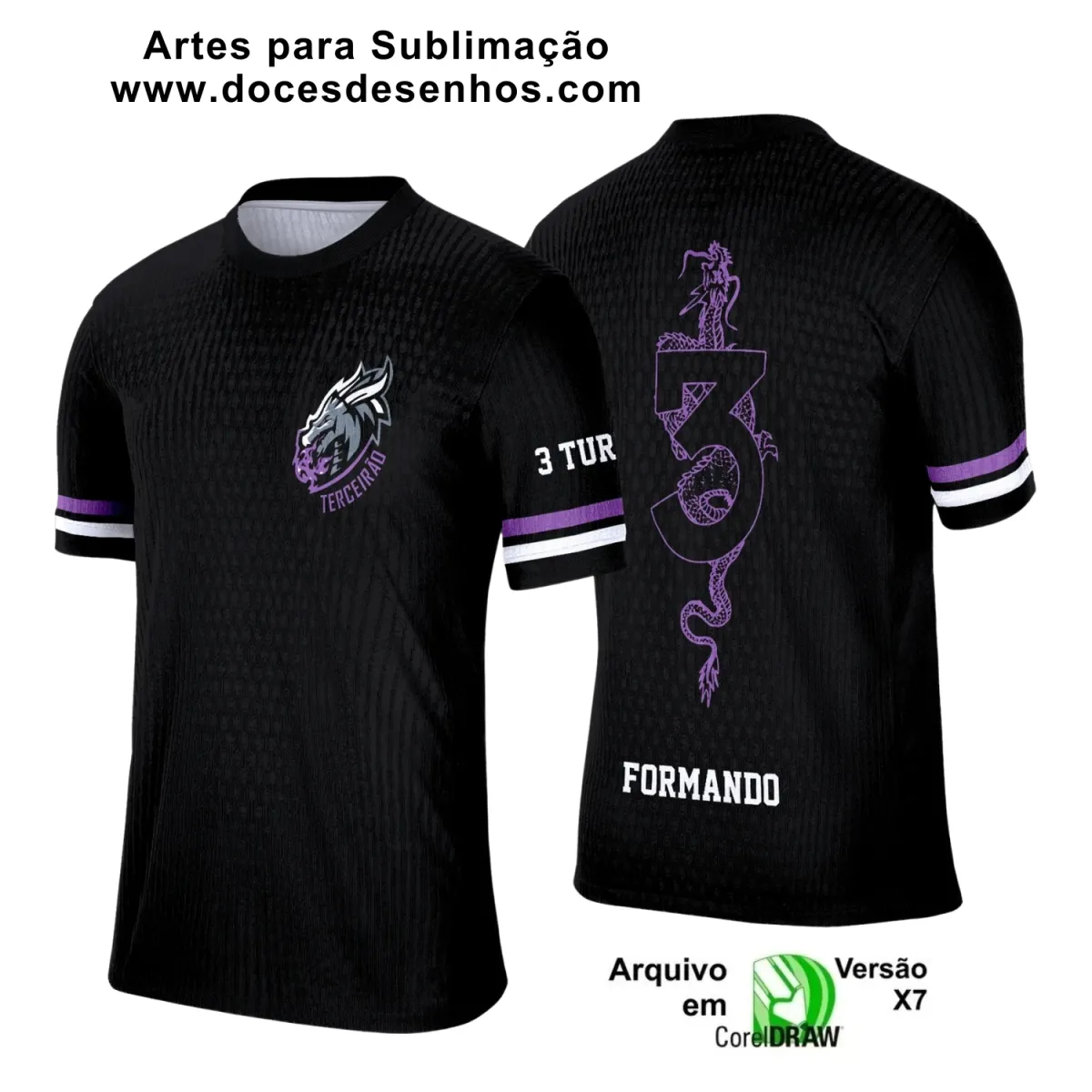 Estampa Para Camiseta Escolar – Arte Vetor - Uniforme Concluintes 2025 – Terceirão: Estilo Dragão