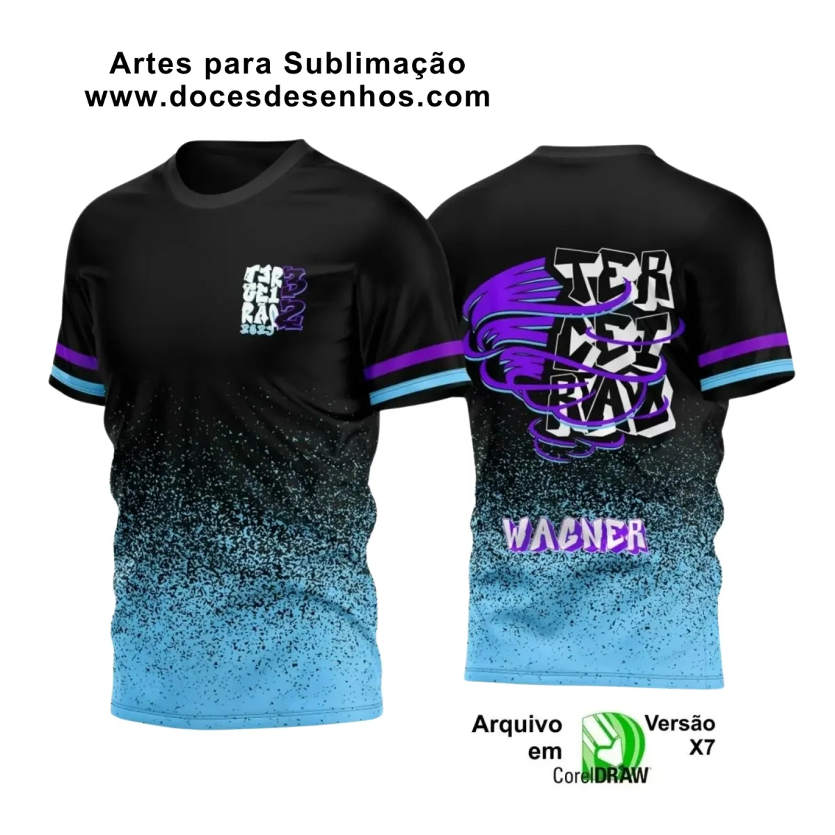 Estampa Para Camiseta Escolar – Arte Vetor - Uniforme Concluintes 2025 – Terceirão: Estilo Furacão