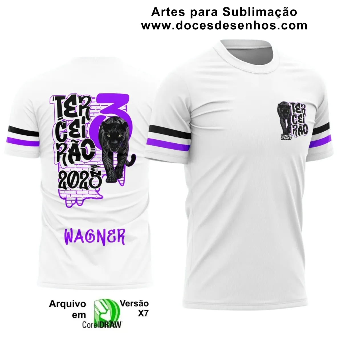 Estampa Para Camiseta Escolar – Arte Vetor - Uniforme Concluintes 2025 – Terceirão: Estilo Pantera