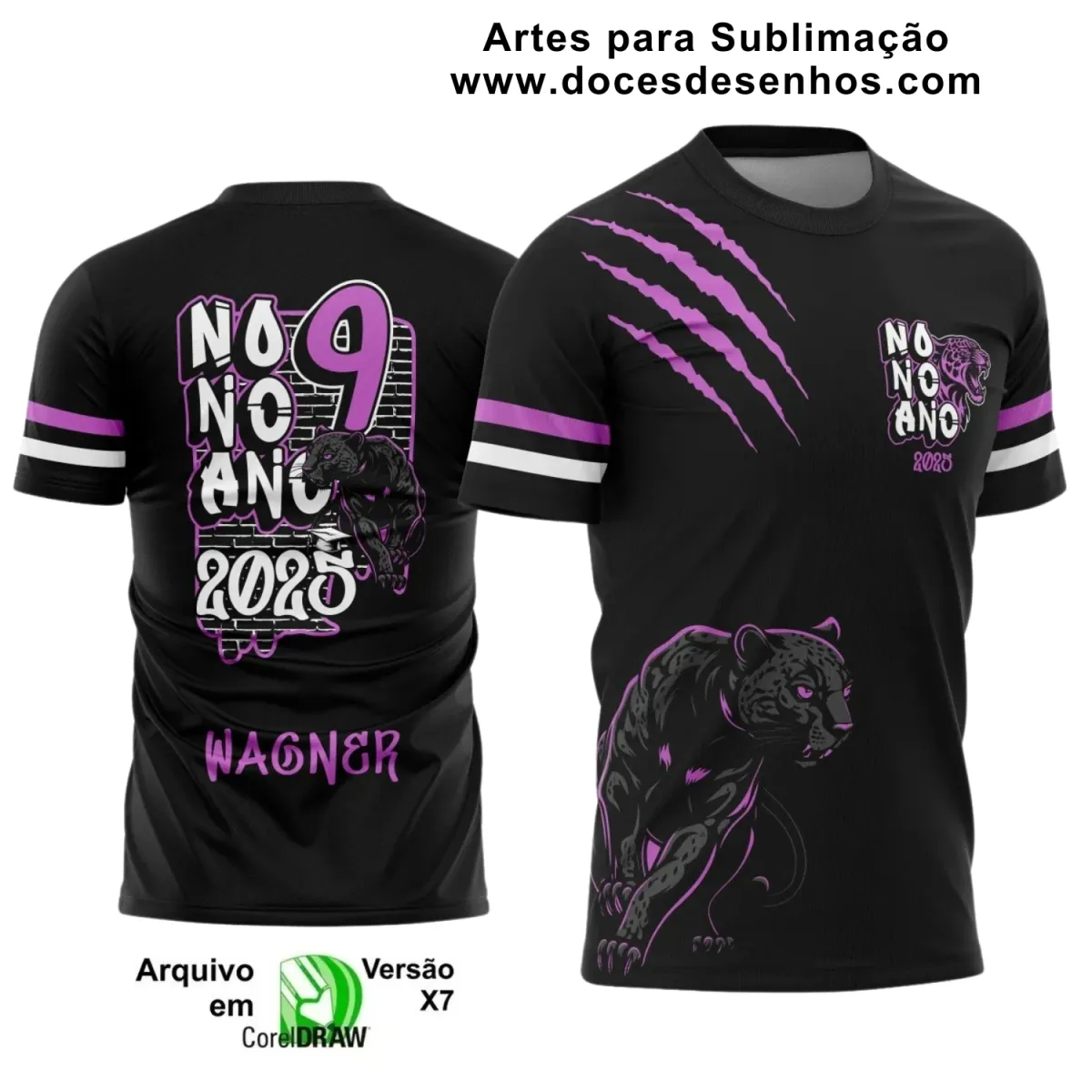 Estampa para Camiseta Escolar – Arte Vetor - Uniforme Concluintes 2025 – Formandos 9º Ano: Estilo Pantera