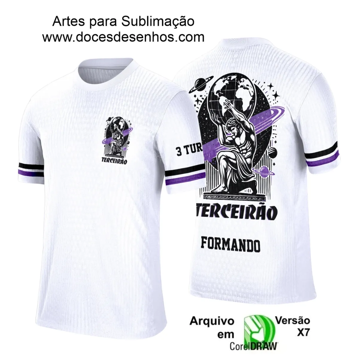 Estampa para Camiseta Escolar – Arte Vetor - Uniforme Concluintes 2025 – Terceirão 2025 – Atlas