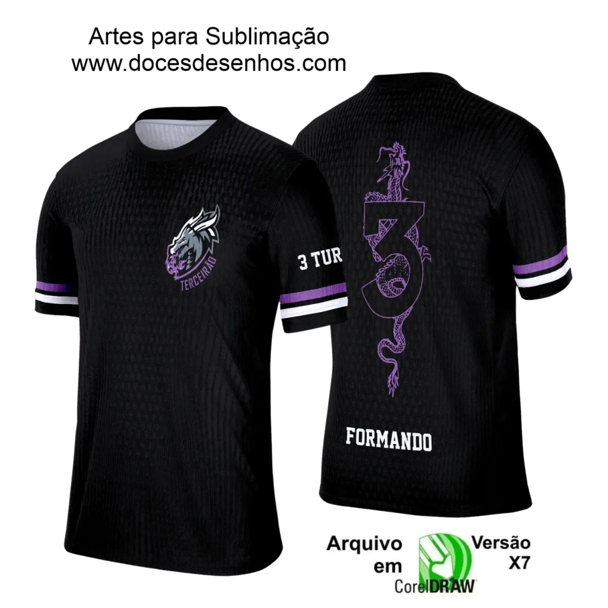 Estampa para Camiseta Escolar – Arte Vetor - Uniforme Concluintes 2025 – Terceirão 2025 – Dragão