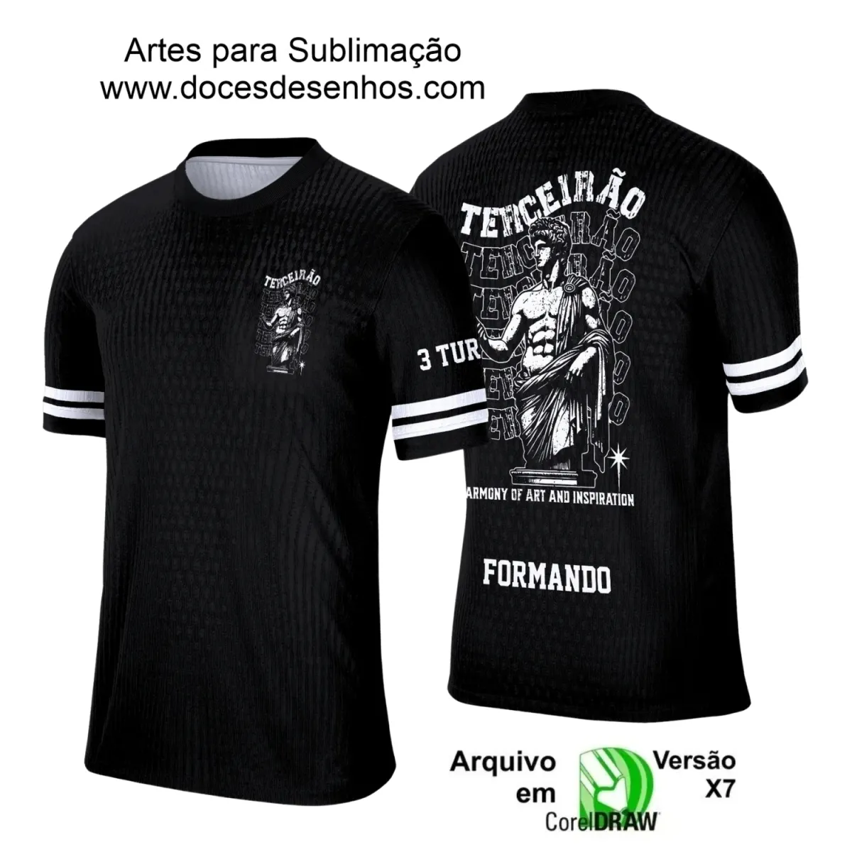 Estampa para Camiseta Escolar – Arte Vetor - Uniforme Concluintes 2025 – Terceirão 2025 – Estátua