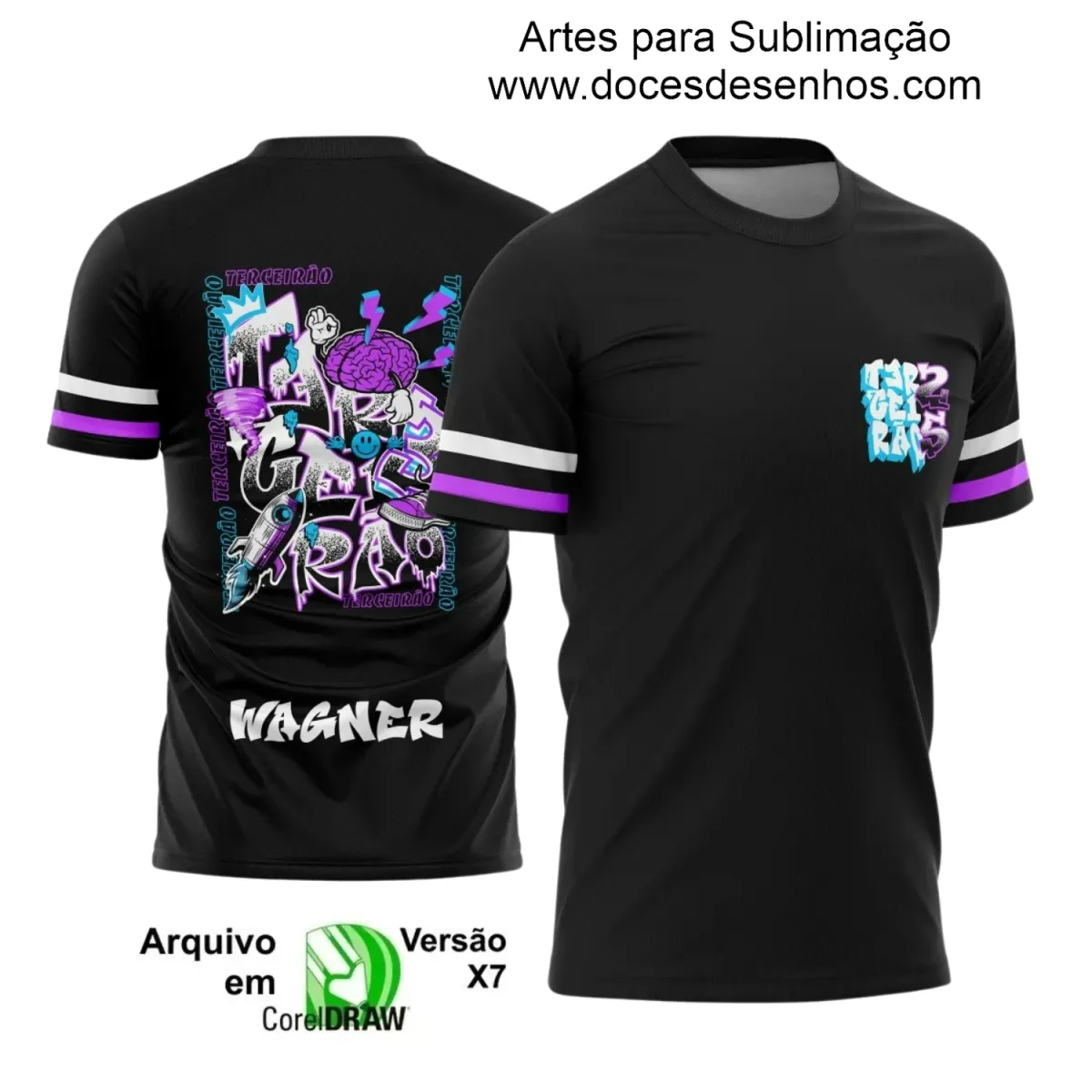 Estampa para Camiseta Escolar – Arte Vetor - Uniforme Concluintes 2025 – Terceirão 2025 – Foguete