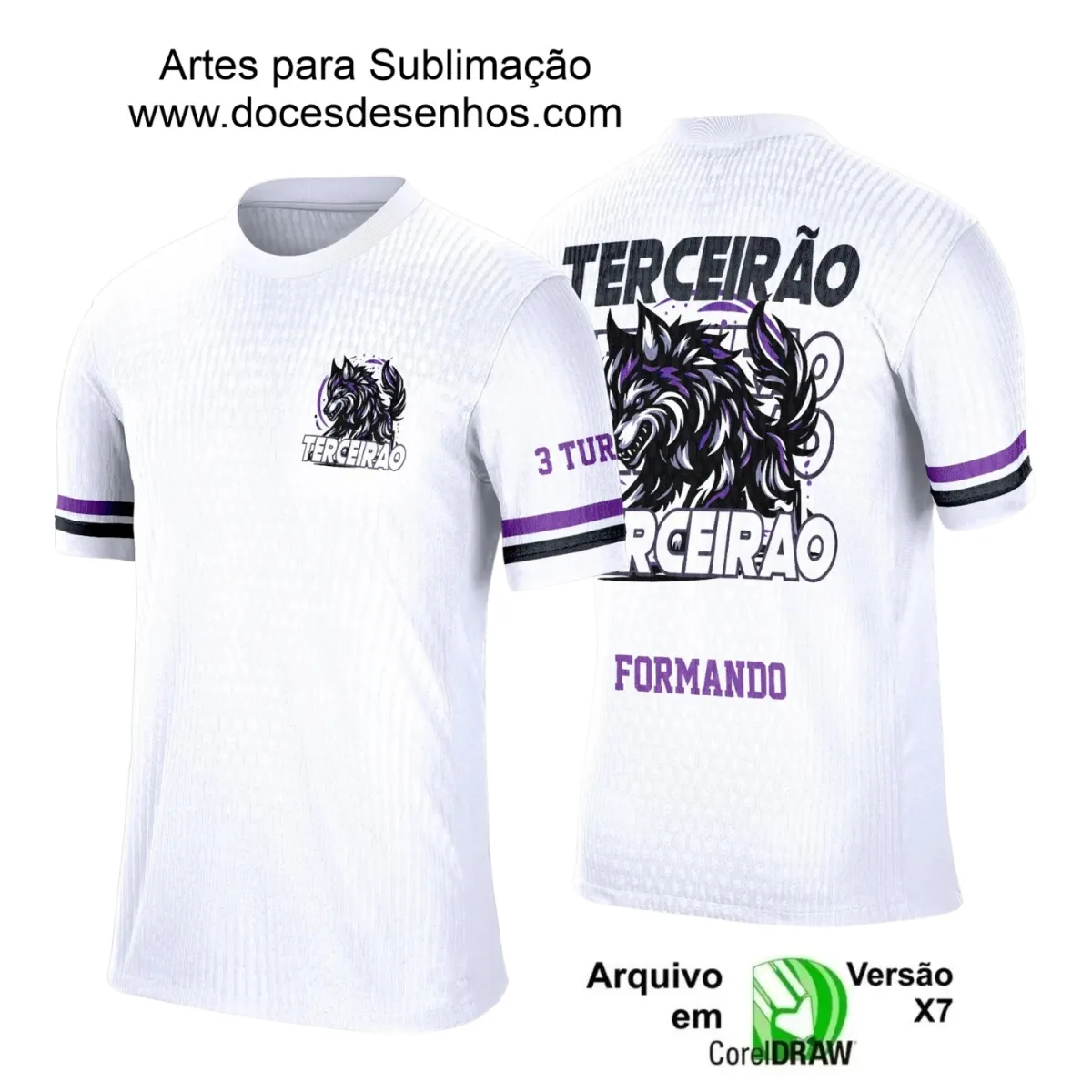 Estampa para Camiseta Escolar – Arte Vetor - Uniforme Concluintes 2025 – Terceirão 2025 – Lobo